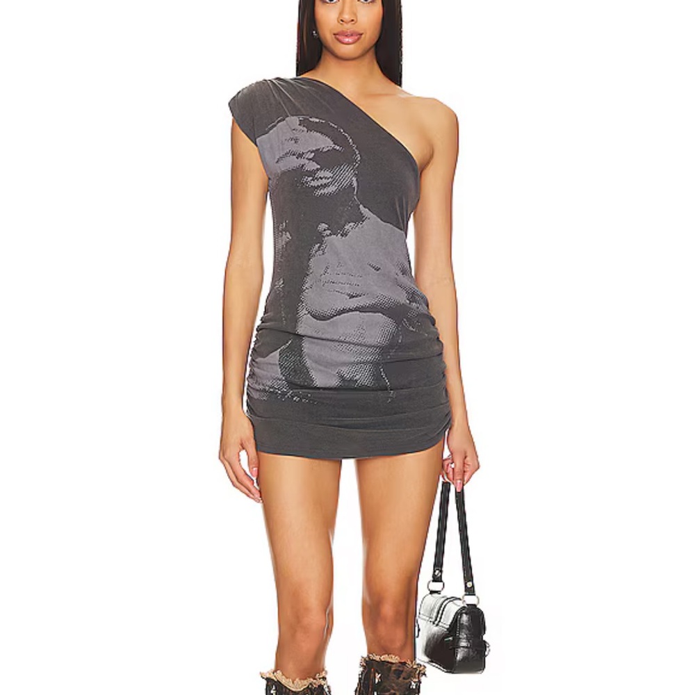 Jaded London One-Shoulder Charcoal Dress
